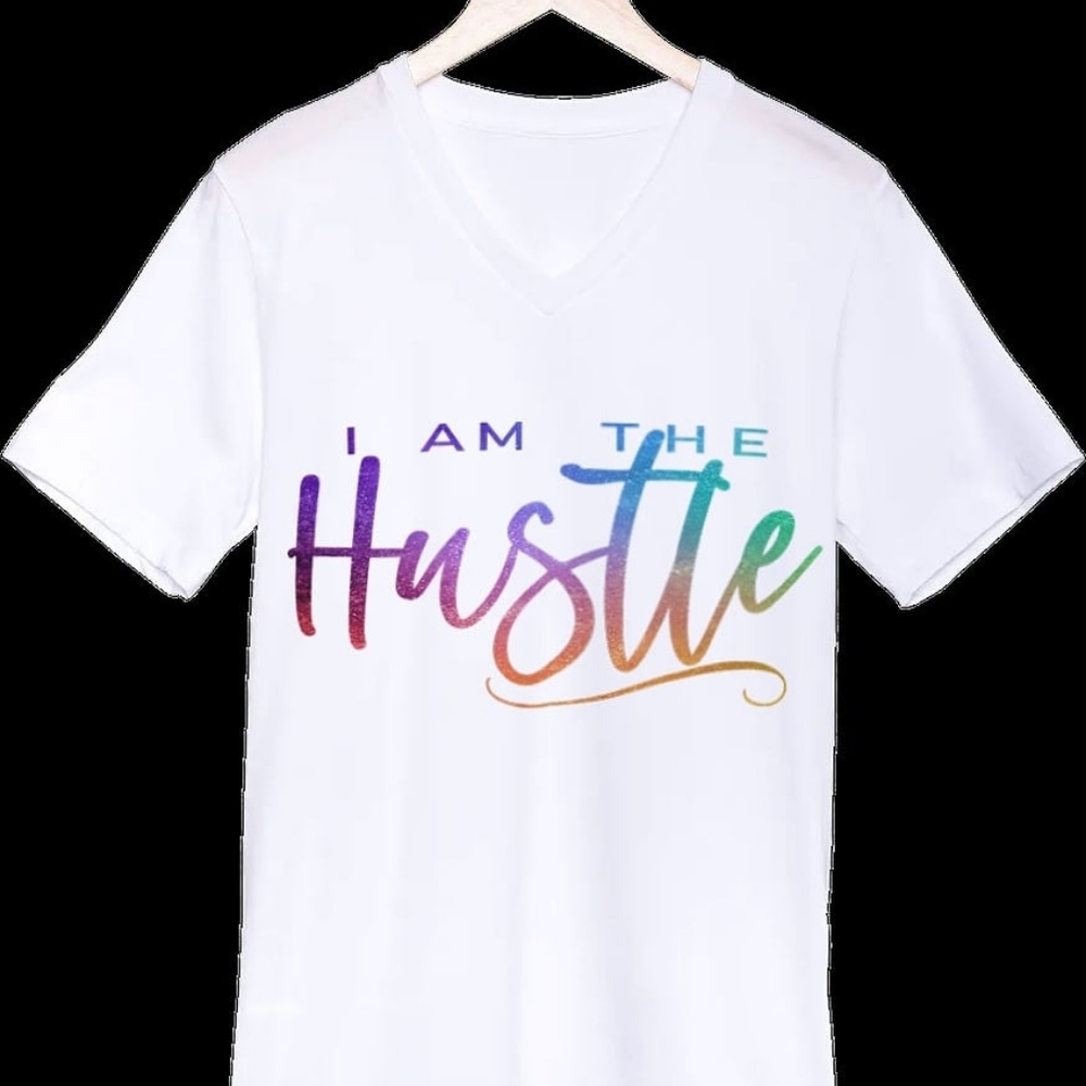 Sale! Women's white v neck I am the hustle tshirt